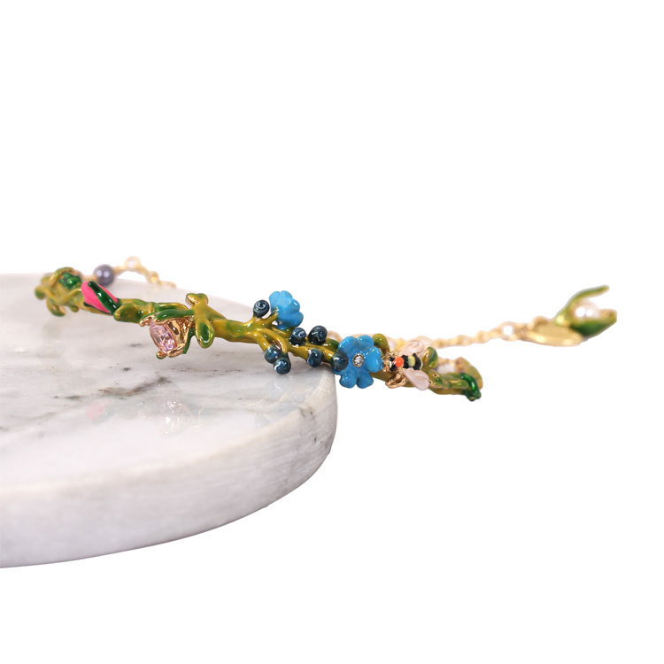 Rose Series Blue Flower Melissa Branch Gemstone Bracelet