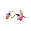 Ruby Enamel Flower Enamel Earrings Jewelry Clip Hook Earrings