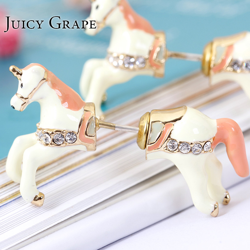 Unicorn Zircon Enamel Earrings Jewelry Stud Earrings