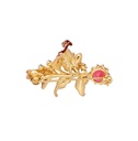 Enamel Glaze Moon On Real Owl Serena Gold Brooch