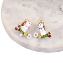 Enamel Glazed Heart Love Inlaid Zircon Bracelet 18K Gold Plated
