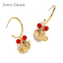 Red Mouse Earring for Chinese Zodiac Mouse Year 2020 Pure Silver Stud Earring