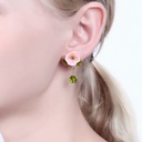 Hand Painted Enamel Glazed Elf Monster Asymmetric Earrings 925 Silver Needle