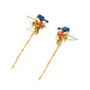 Blue Bird Tassel Enamel Earrings