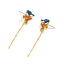 Enamel Glaze Orange Flower Crystal Hatch Gold Ring