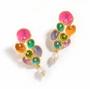 Hand Painted Enamel Glazed Dolphin Fish Tail Natural Pearl Stud Earrings