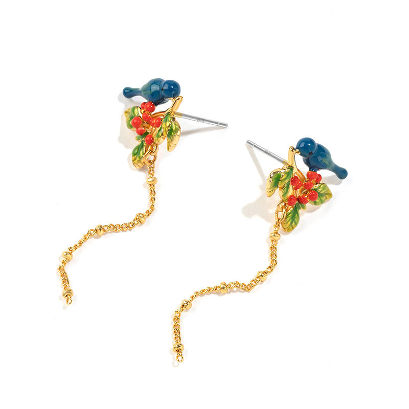 Enamel Glaze Orange Flower Crystal Hatch Gold Ring