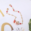 Hand Painted Enamel Glazed Strawberry Flower Gold Plated Copper