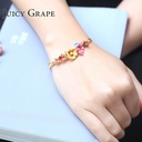 Pink Yellow Peony Flower Branch Jewelry Enamel Bracelet