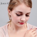 Enamel Glazed Cherry Blossoms Tassel Earrings 925 Silver Needle