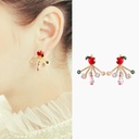 Snow White Zircon Crystal Enamel Earrings Jewelry Stud Earrings