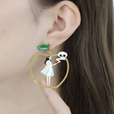 Enamel Glazed Red Chomper Flower Stud Earrings 925 Silver Needle