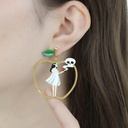 Snow White and Queen Girl Enamel Earrings Jewelry Stud Clip Earrings