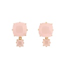 Square Geometry Inlaid Gemstone Gold Plated Earrings Stud Hook 925 Silver Needle