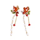 Ballet Girl and Boy Asymmetry Enamel Earrings Jewelry Stud Clip Earrings