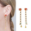 Squirrel Long Tassel Beads Enamel Earrings Jewelry Stud Earrings