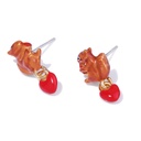 Peony Flower Pink Bead Tassel Enamel Earrings Jewelry Stud Earrings
