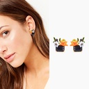 Starfish Gem Enamel Earrings Jewelry Stud Clip Earrings