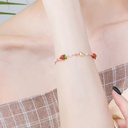Hand Painted Enamel Glazed Strawberry Flower Earrings Gold Plated Copper