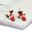 Strawbery Bird Flower Enamel Earrings Jewelry Hook Earrings