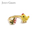 Yellow Chick Berry Enamel Adjustable Ring