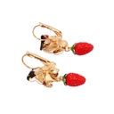 Strawbery Bird Flower Enamel Earrings Jewelry Hook Earrings