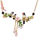 Forbidden City Style Bird on Flowered Branch Acrylic Geometry Earrings