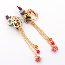 Dolphin Fish Tail Long Tassel Enamel Earrings