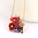 Winter Garden Series Enamel Color Flower Crystal Plating Gold Necklace