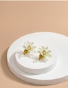 Gardenia Flower With Pearl And Zircon Enamel Stud Earrings