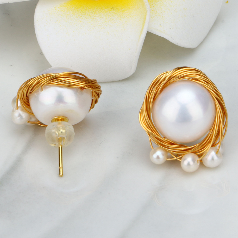 Freshwater Pearl Jewelry Bridesmaids Wedding Stud Earrings