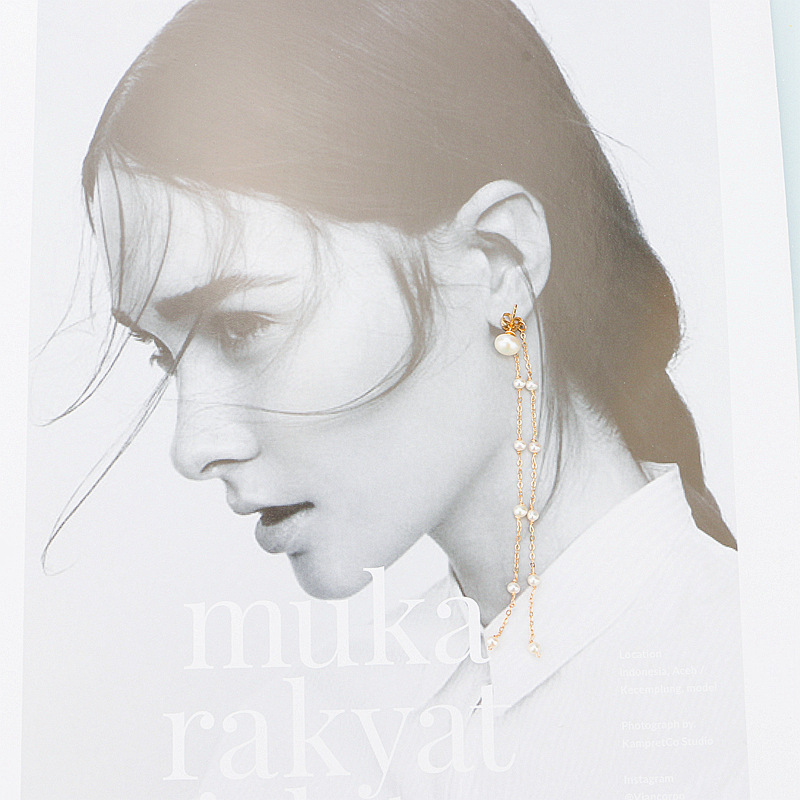 Ginkgo Leaf Long Tassel Enamel Earrings