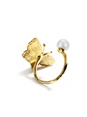 Butterfly With Pearl Enamel Adjustable Ring Jewelry Gift