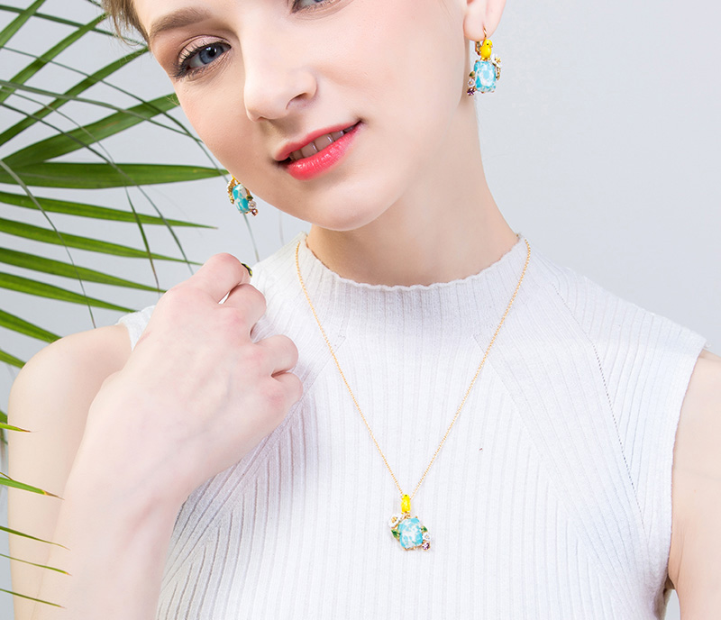 Snow Wolf and Rubycon Enamel Necklace