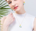 Snow Wolf and Rubycon Enamel Necklace