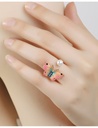 Summer Fresh Butterfly with Pearl Opening Adjustable Ring