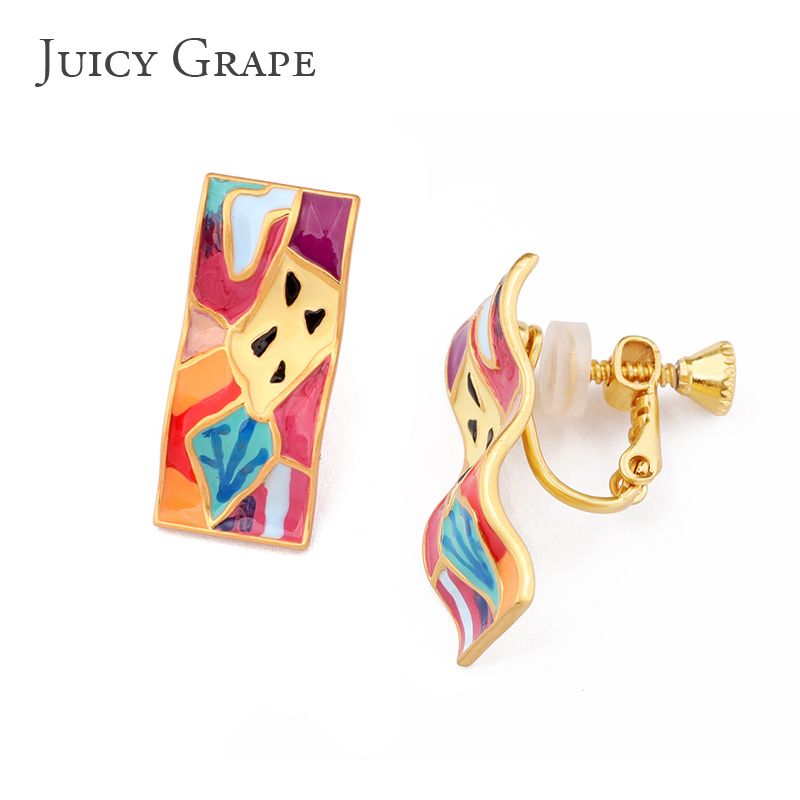 Tit And Flower Enamel Earrings