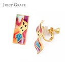 Tit And Flower Enamel Earrings