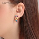 Flower And Stone Enamel Earrings