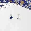 White Crane and Pearl Acrylic Earrings