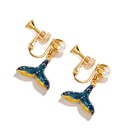 Whale Tail With Pearl Enamel Earrings