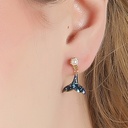 Whale Tail With Pearl Enamel Earrings