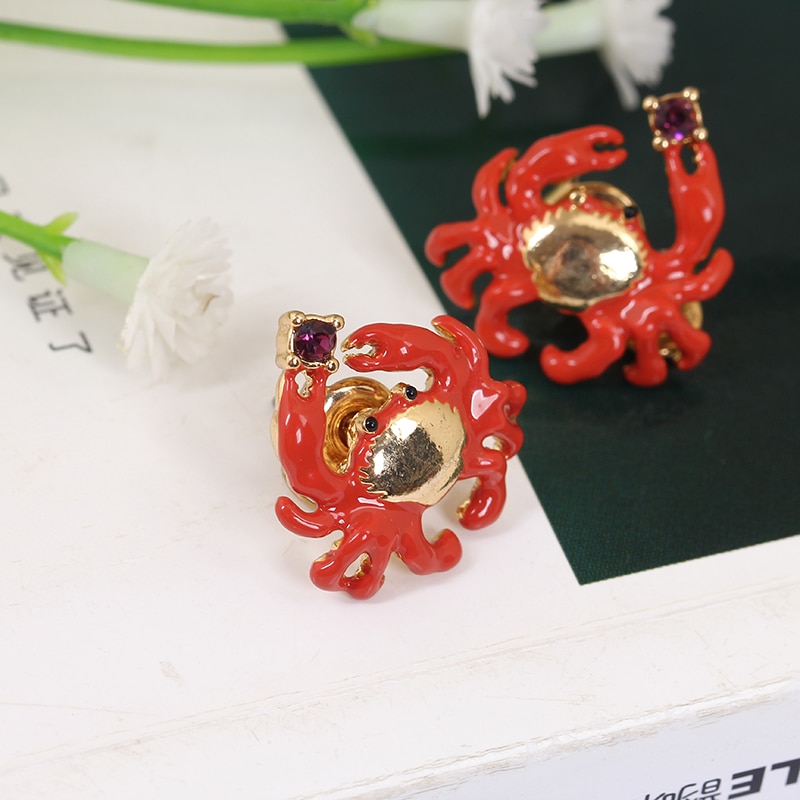 Crab Enamel Earrings Jewelry Stud Earrings