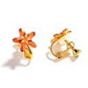 Rose Flower And Stone Enamel Adjustable Ring