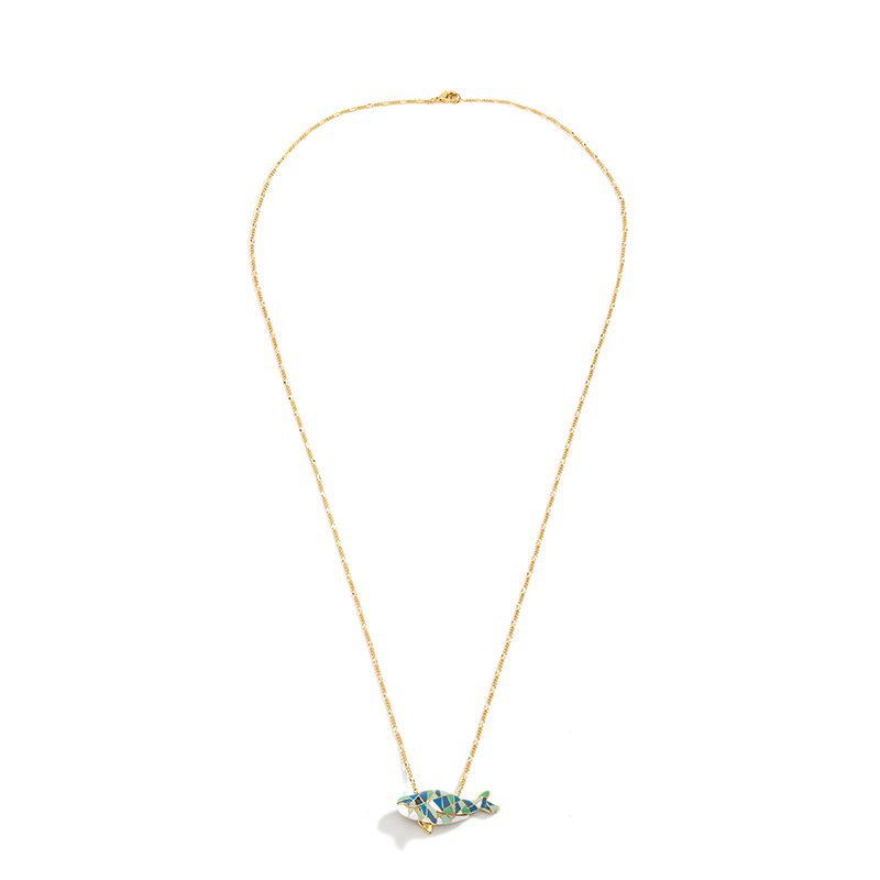 Fish Sweater Enamel Long Pendant Necklace