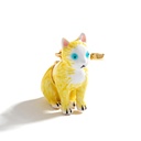 Yellow Cat Kitty with Fish Bone Enamel Pendant
