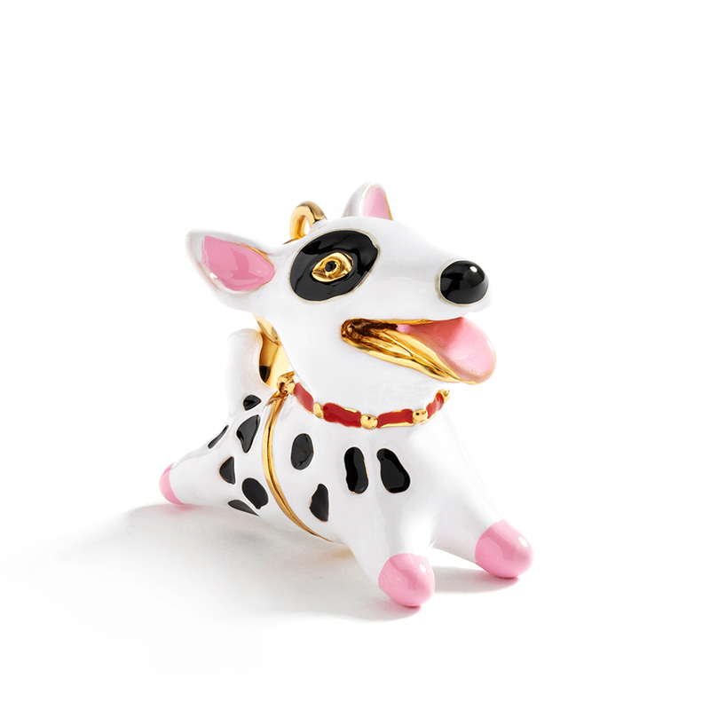 Dalmatian and Bone Enamel Pendant