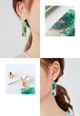 Green Circle Abstract Painting Earrings