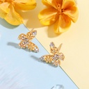 Butterfly With Zircons Enamel Stud Earrings Jewelry