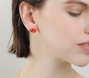 Cute Red Pig Enamel Earrings